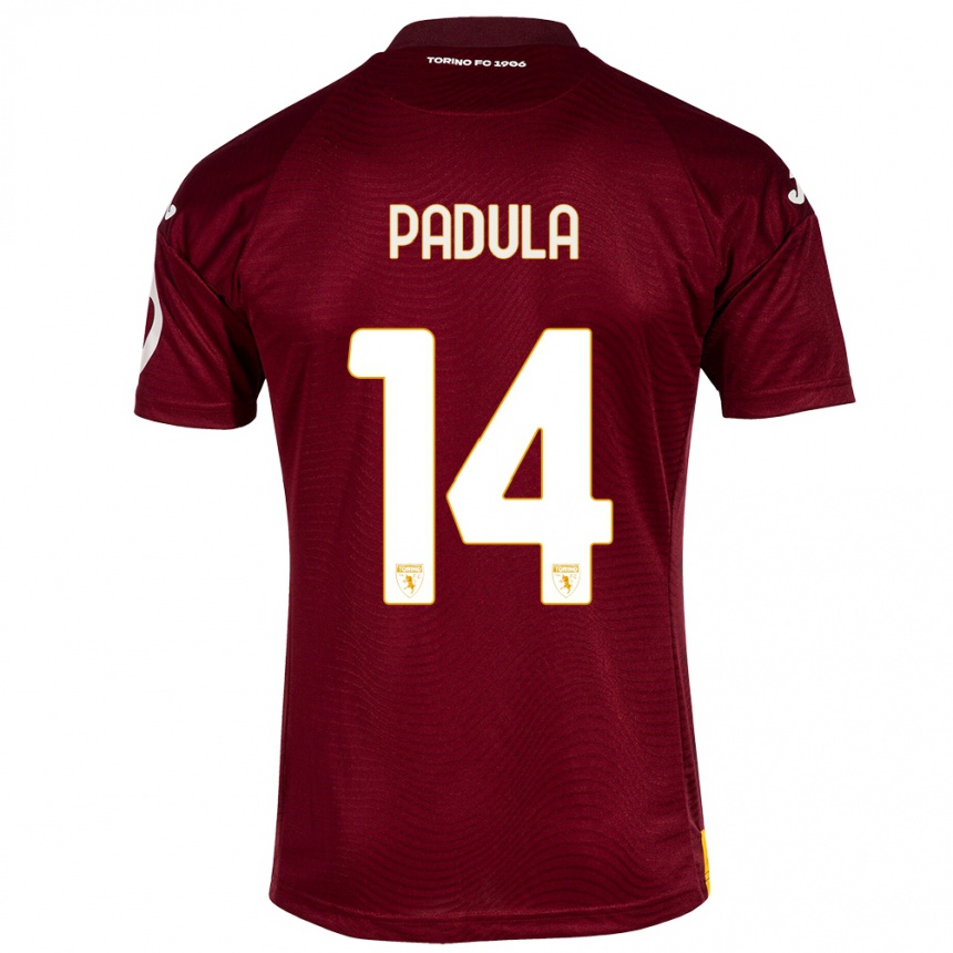 Damen Fußball Cristian Padula #14 Dunkelrot Heimtrikot Trikot 2023/24 T-Shirt Luxemburg