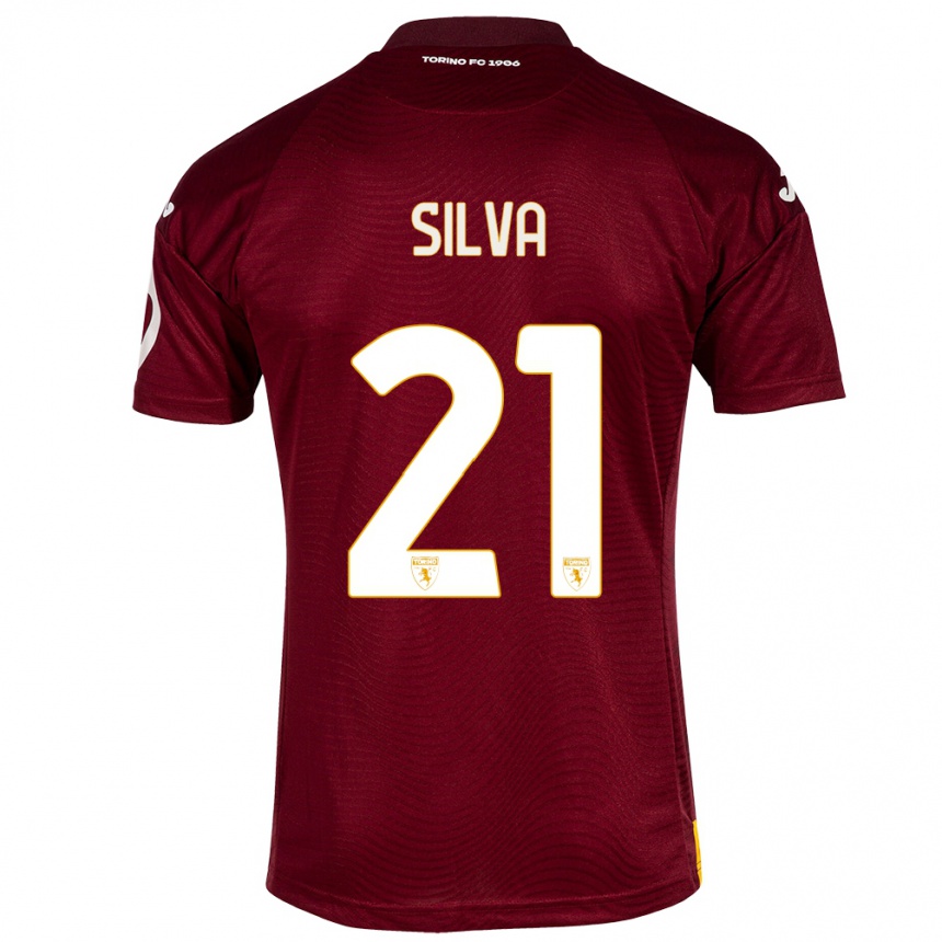 Damen Fußball Jonathan Silva #21 Dunkelrot Heimtrikot Trikot 2023/24 T-Shirt Luxemburg