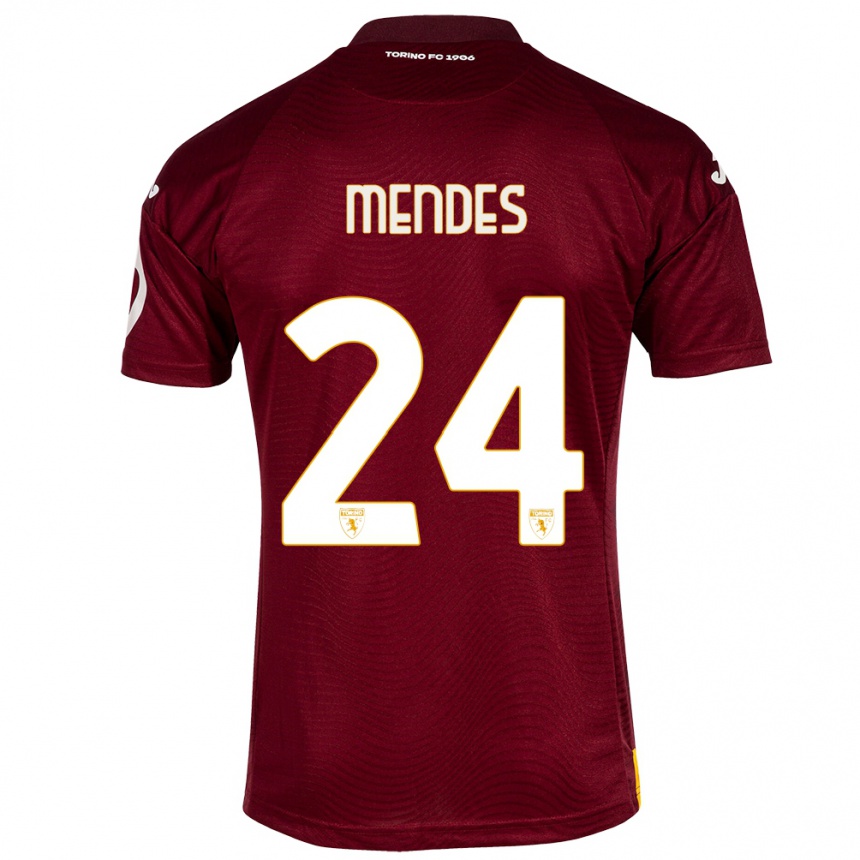 Damen Fußball Rodrigo Mendes #24 Dunkelrot Heimtrikot Trikot 2023/24 T-Shirt Luxemburg