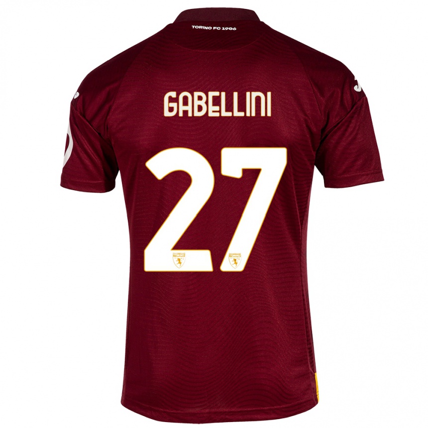 Damen Fußball Tommaso Gabellini #27 Dunkelrot Heimtrikot Trikot 2023/24 T-Shirt Luxemburg