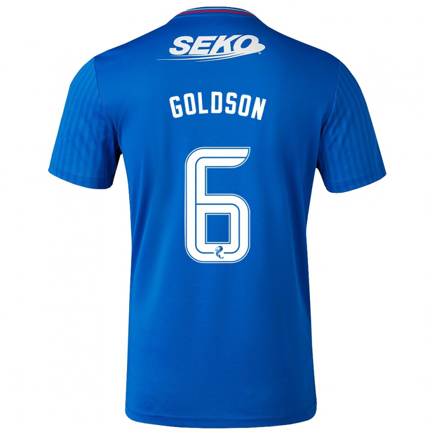 Damen Fußball Connor Goldson #6 Blau Heimtrikot Trikot 2023/24 T-Shirt Luxemburg