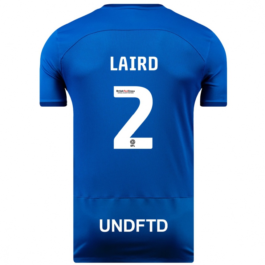 Damen Fußball Ethan Laird #2 Blau Heimtrikot Trikot 2023/24 T-Shirt Luxemburg