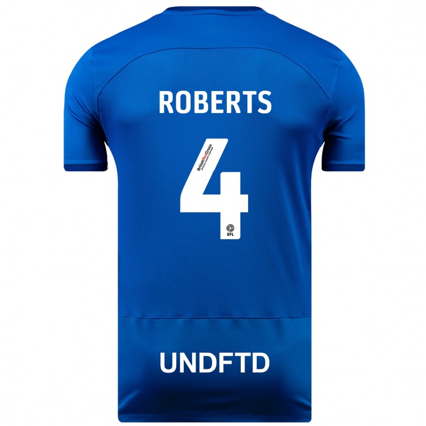 Damen Fußball Marc Roberts #4 Blau Heimtrikot Trikot 2023/24 T-Shirt Luxemburg