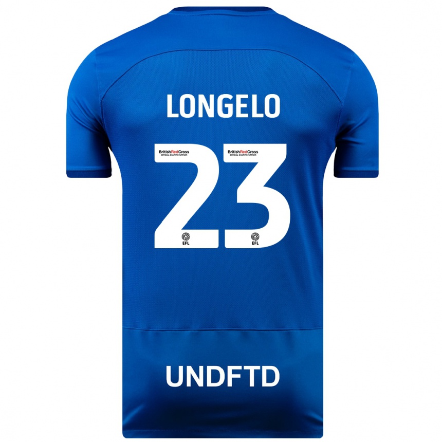 Damen Fußball Emmanuel Longelo #23 Blau Heimtrikot Trikot 2023/24 T-Shirt Luxemburg
