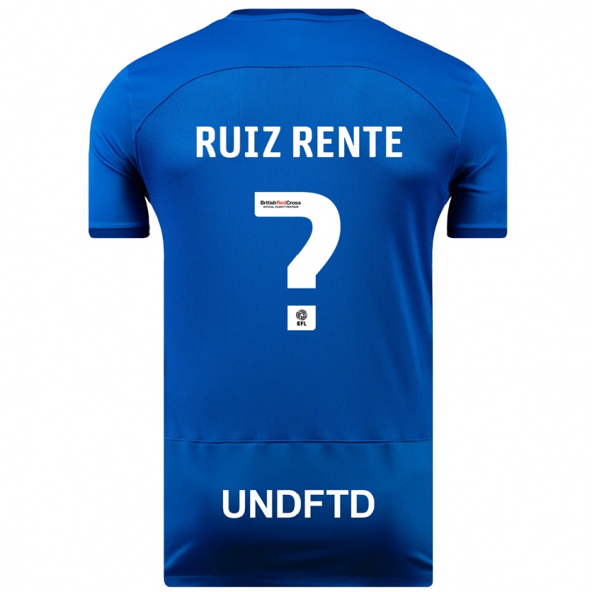 Damen Fußball Álvaro Ruiz Rente #0 Blau Heimtrikot Trikot 2023/24 T-Shirt Luxemburg