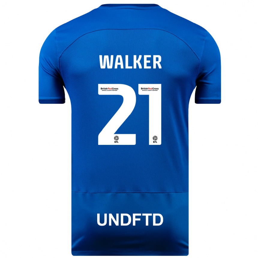 Damen Fußball Claudia Walker #21 Blau Heimtrikot Trikot 2023/24 T-Shirt Luxemburg