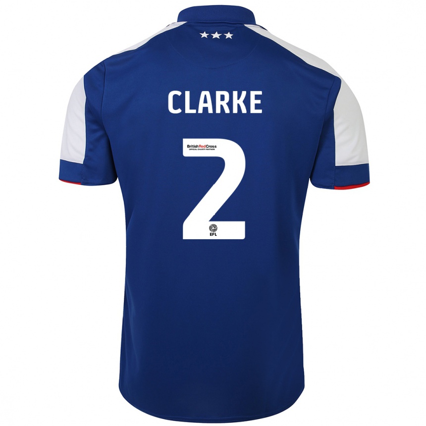 Damen Fußball Harry Clarke #2 Blau Heimtrikot Trikot 2023/24 T-Shirt Luxemburg