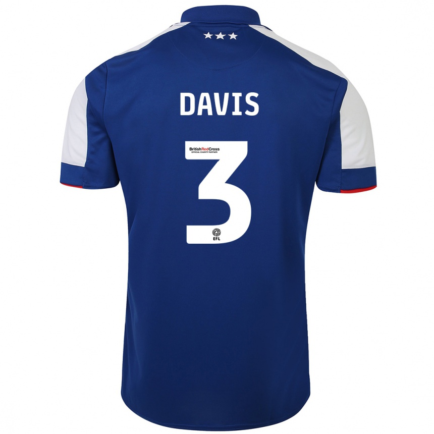 Damen Fußball Leif Davis #3 Blau Heimtrikot Trikot 2023/24 T-Shirt Luxemburg