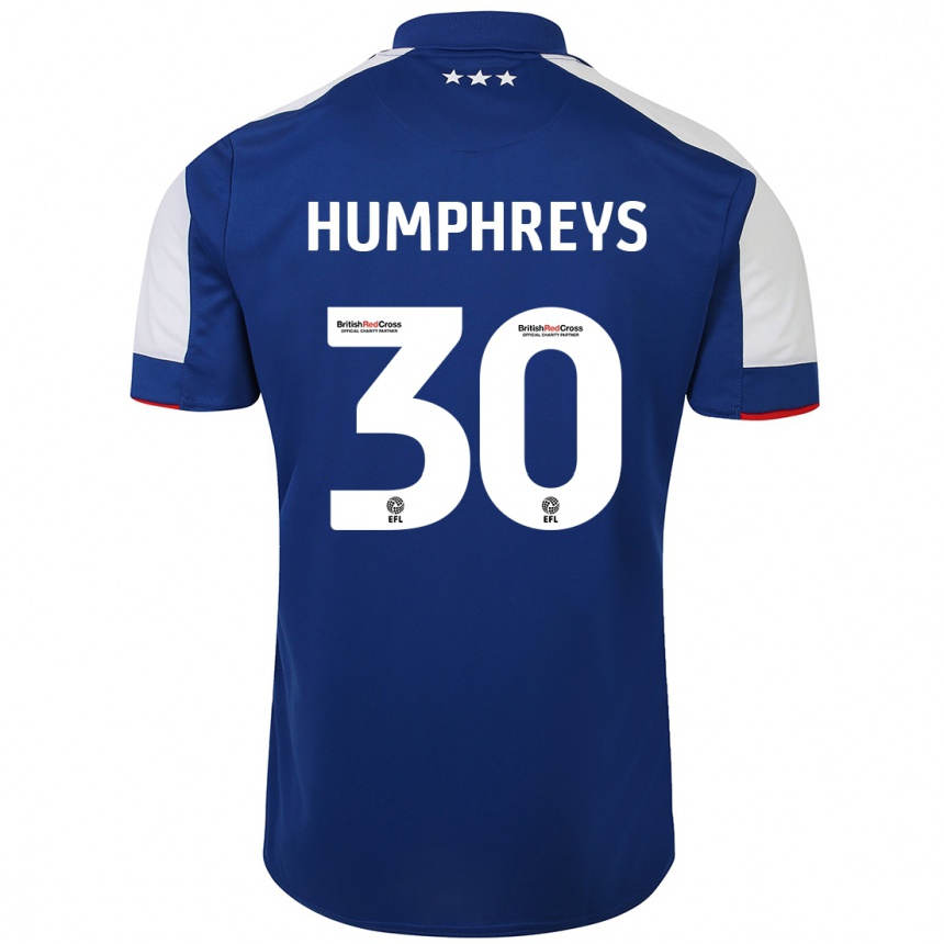 Damen Fußball Cameron Humphreys #30 Blau Heimtrikot Trikot 2023/24 T-Shirt Luxemburg