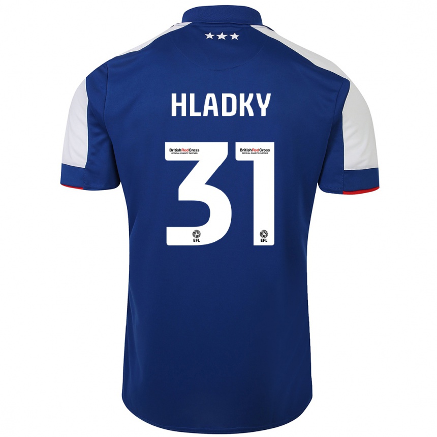 Damen Fußball Vaclav Hladky #31 Blau Heimtrikot Trikot 2023/24 T-Shirt Luxemburg
