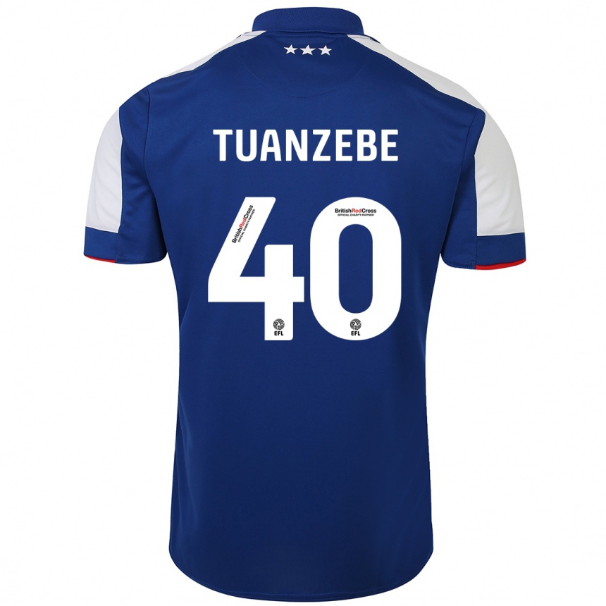 Damen Fußball Axel Tuanzebe #40 Blau Heimtrikot Trikot 2023/24 T-Shirt Luxemburg