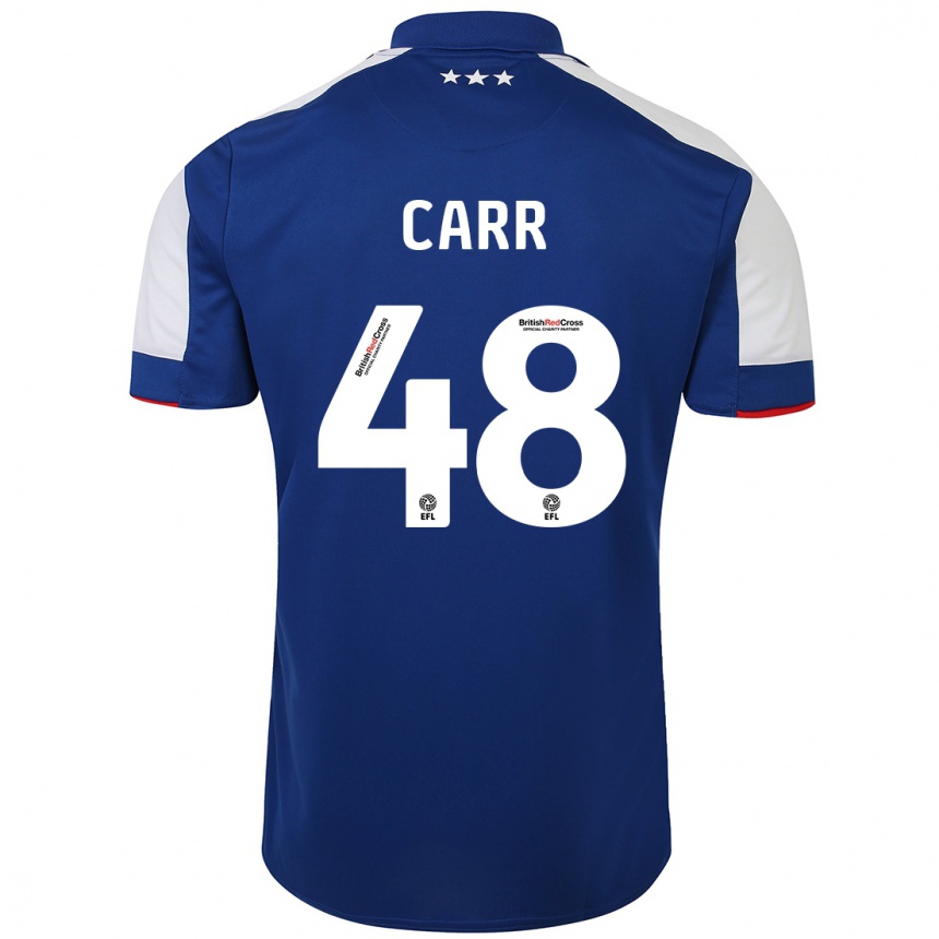 Damen Fußball Ryan Carr #48 Blau Heimtrikot Trikot 2023/24 T-Shirt Luxemburg