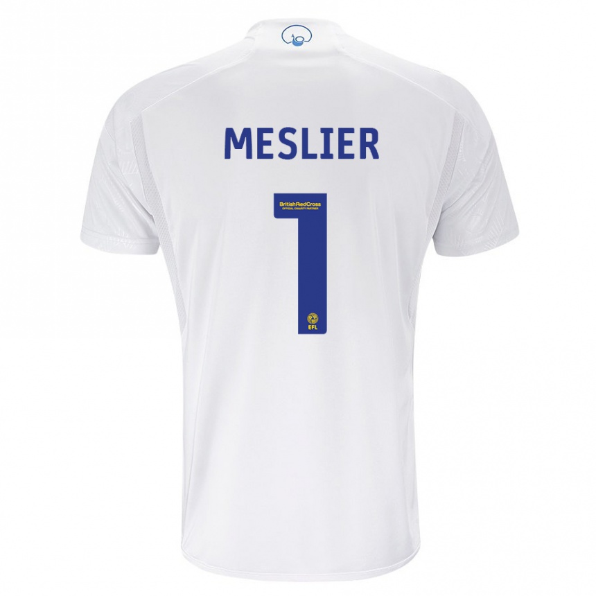 Damen Fußball Illan Meslier #1 Weiß Heimtrikot Trikot 2023/24 T-Shirt Luxemburg