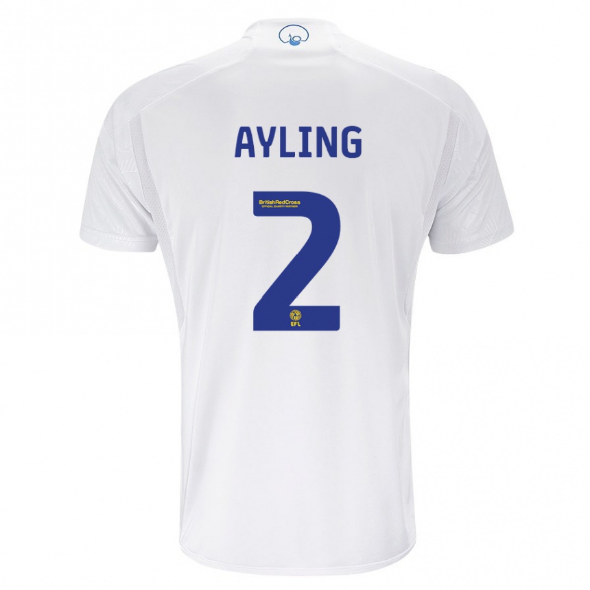 Damen Fußball Luke Ayling #2 Weiß Heimtrikot Trikot 2023/24 T-Shirt Luxemburg