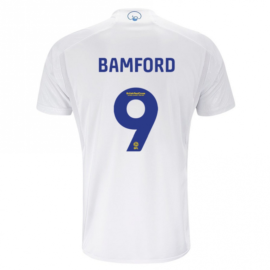Damen Fußball Patrick Bamford #9 Weiß Heimtrikot Trikot 2023/24 T-Shirt Luxemburg