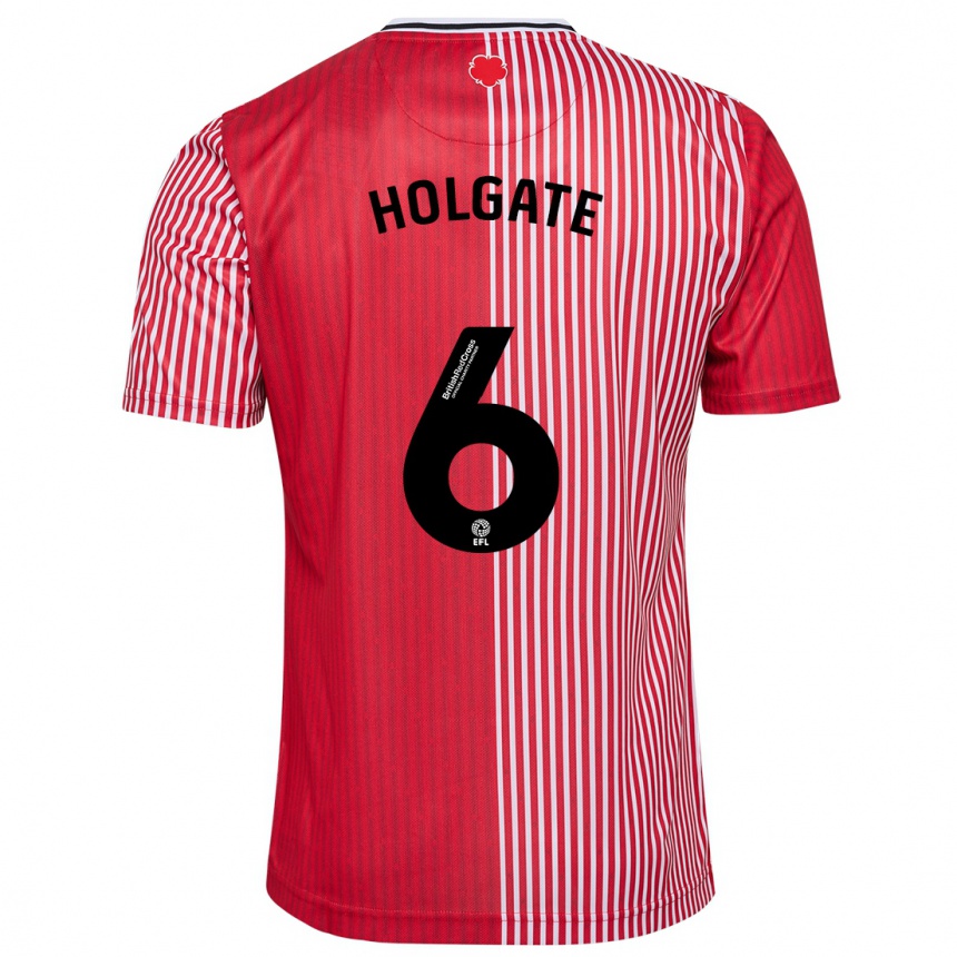 Damen Fußball Mason Holgate #6 Rot Heimtrikot Trikot 2023/24 T-Shirt Luxemburg