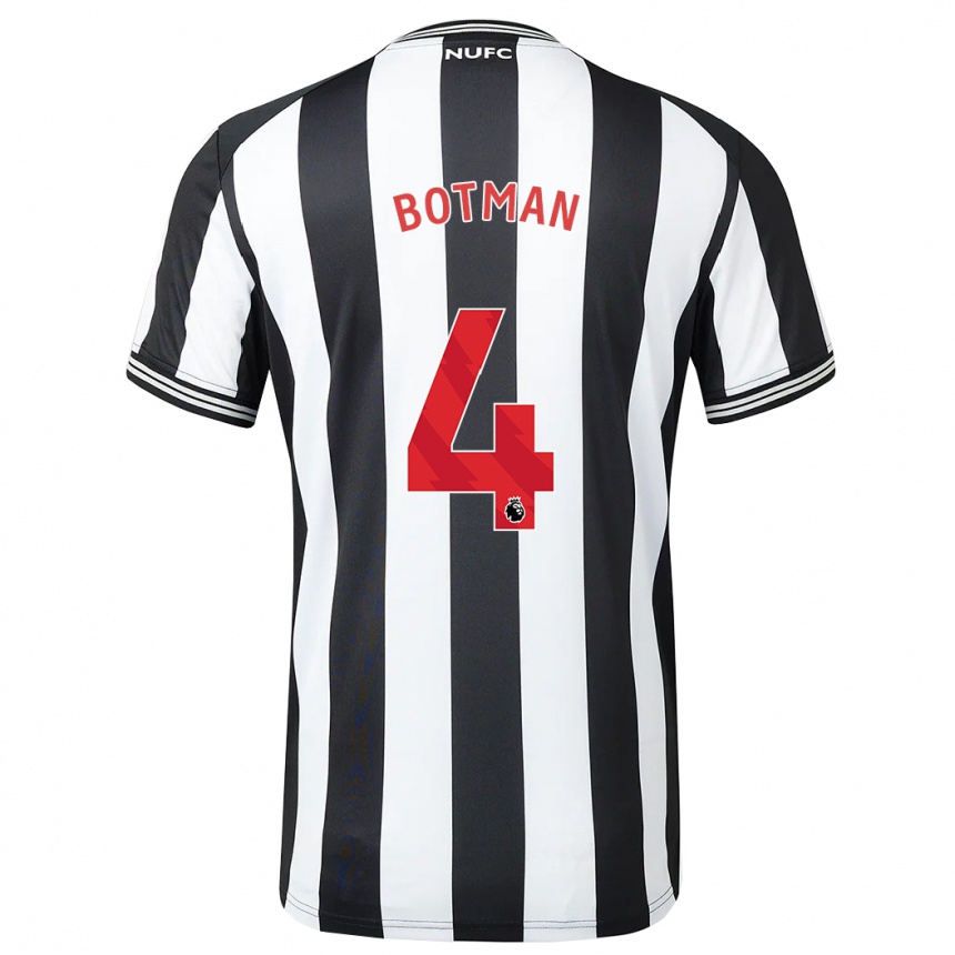 Damen Fußball Sven Botman #4 Schwarz-Weiss Heimtrikot Trikot 2023/24 T-Shirt Luxemburg