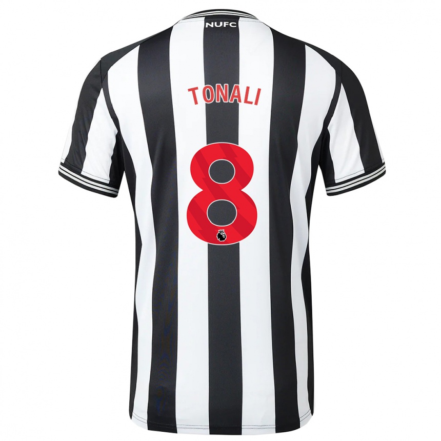 Damen Fußball Sandro Tonali #8 Schwarz-Weiss Heimtrikot Trikot 2023/24 T-Shirt Luxemburg