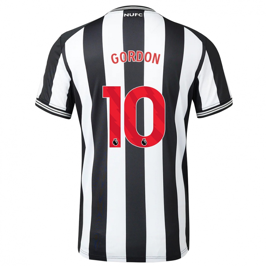 Damen Fußball Anthony Gordon #10 Schwarz-Weiss Heimtrikot Trikot 2023/24 T-Shirt Luxemburg
