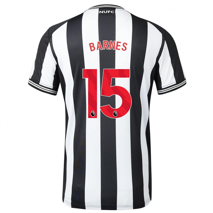 Damen Fußball Harvey Barnes #15 Schwarz-Weiss Heimtrikot Trikot 2023/24 T-Shirt Luxemburg