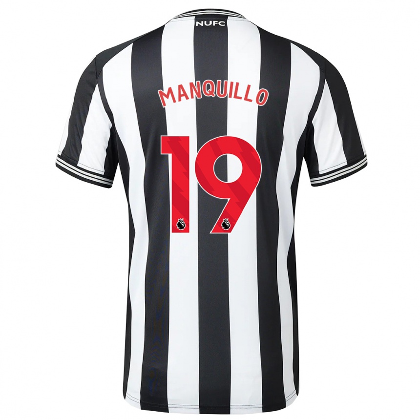 Damen Fußball Javier Manquillo #19 Schwarz-Weiss Heimtrikot Trikot 2023/24 T-Shirt Luxemburg