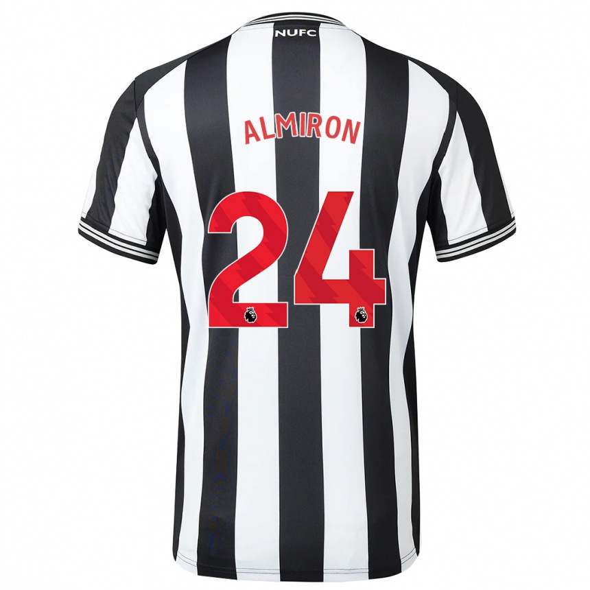 Damen Fußball Miguel Almirón #24 Schwarz-Weiss Heimtrikot Trikot 2023/24 T-Shirt Luxemburg