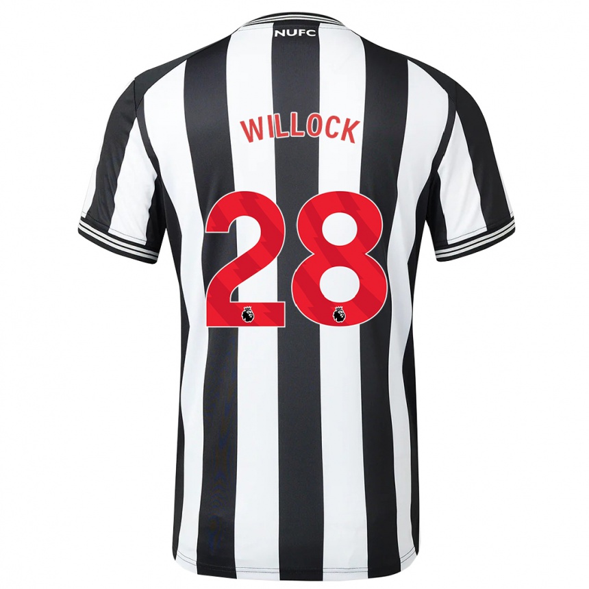 Damen Fußball Joe Willock #28 Schwarz-Weiss Heimtrikot Trikot 2023/24 T-Shirt Luxemburg