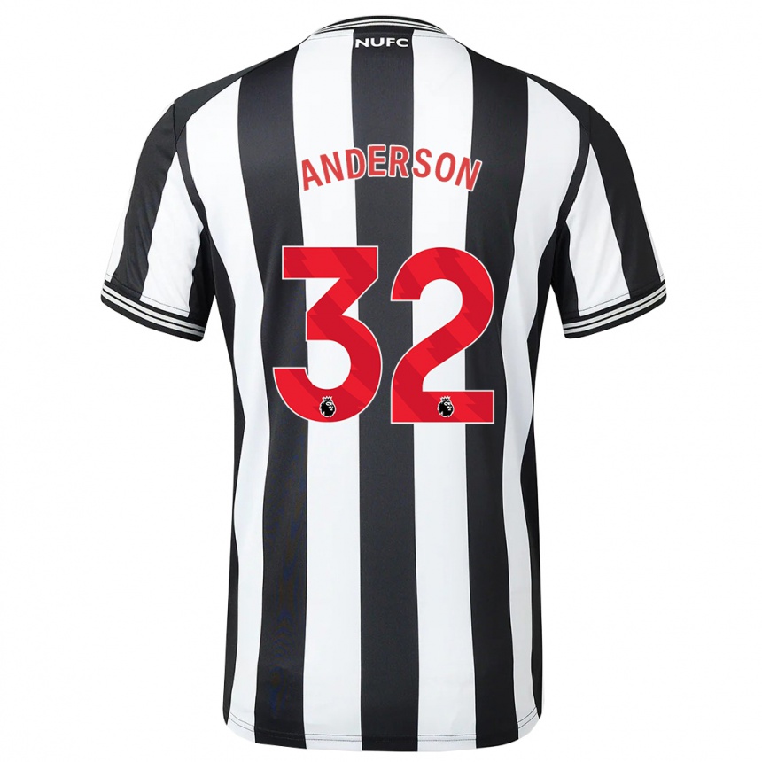 Damen Fußball Elliot Anderson #32 Schwarz-Weiss Heimtrikot Trikot 2023/24 T-Shirt Luxemburg