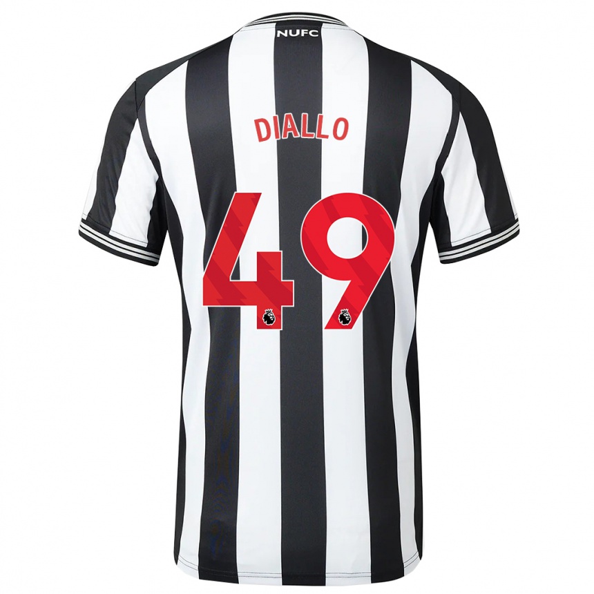 Damen Fußball Amadou Diallo #49 Schwarz-Weiss Heimtrikot Trikot 2023/24 T-Shirt Luxemburg