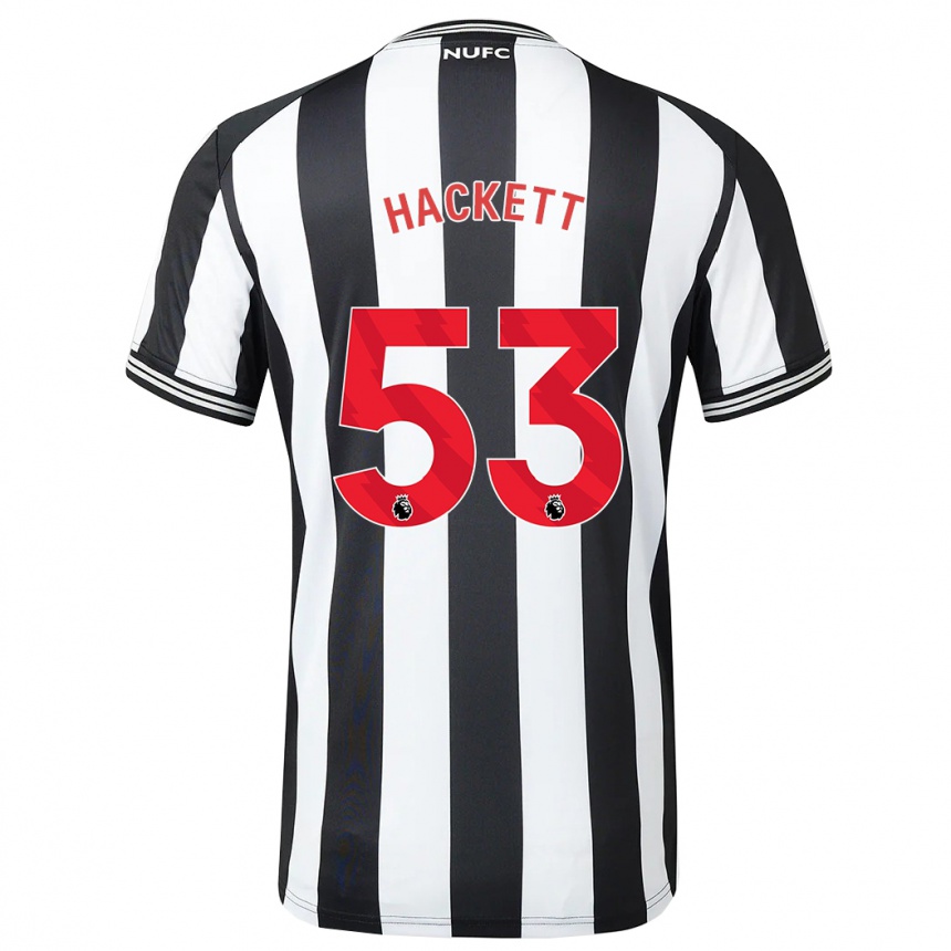 Damen Fußball Jordan Hackett #53 Schwarz-Weiss Heimtrikot Trikot 2023/24 T-Shirt Luxemburg
