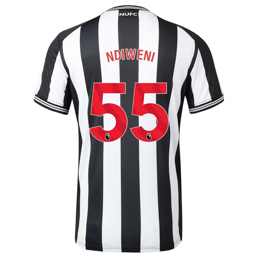 Damen Fußball Michael Ndiweni #55 Schwarz-Weiss Heimtrikot Trikot 2023/24 T-Shirt Luxemburg