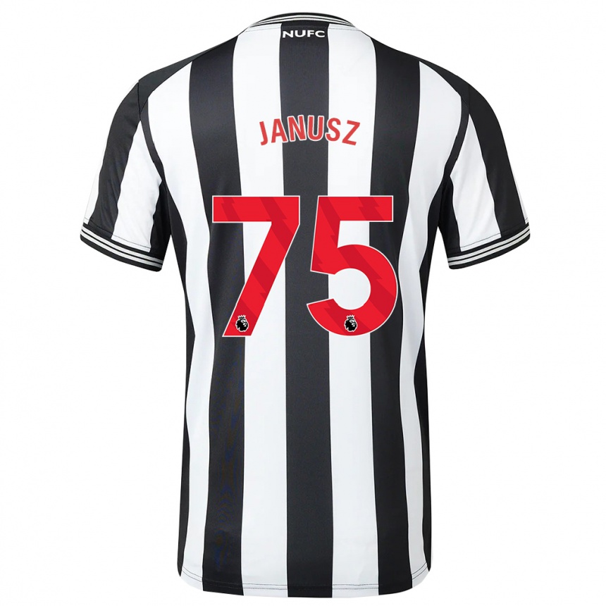 Damen Fußball Adrian Janusz #75 Schwarz-Weiss Heimtrikot Trikot 2023/24 T-Shirt Luxemburg
