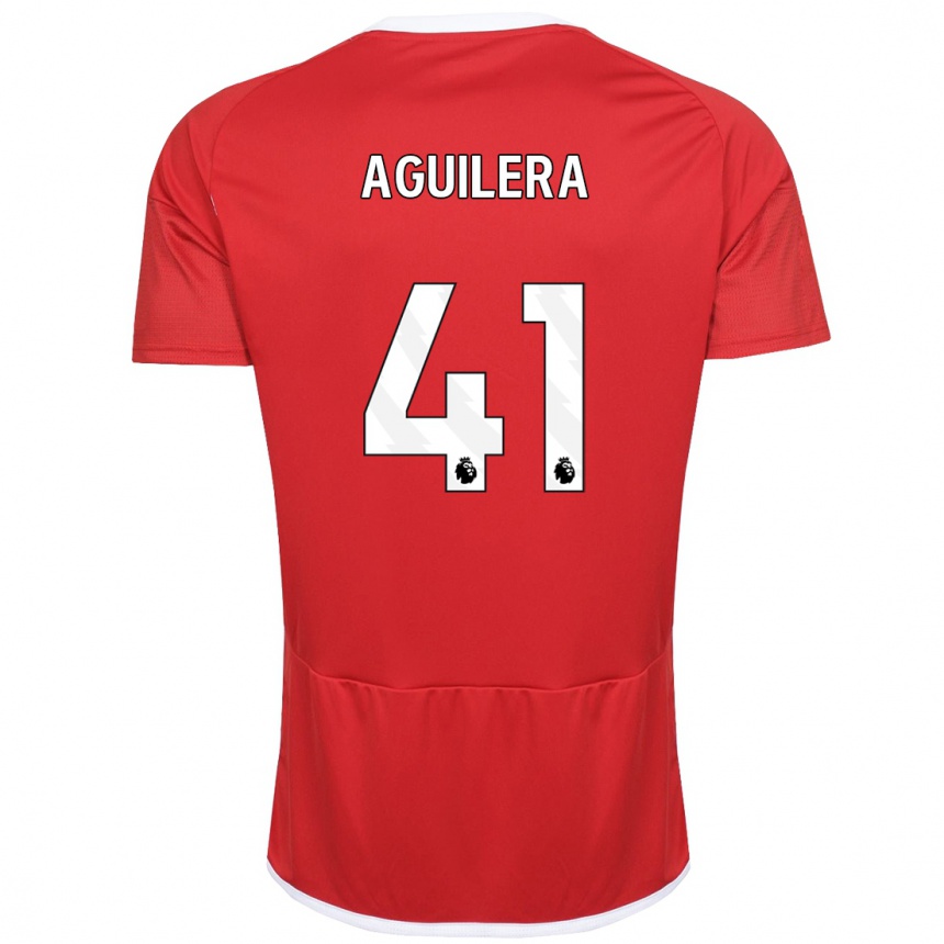 Damen Fußball Brandon Aguilera #41 Rot Heimtrikot Trikot 2023/24 T-Shirt Luxemburg