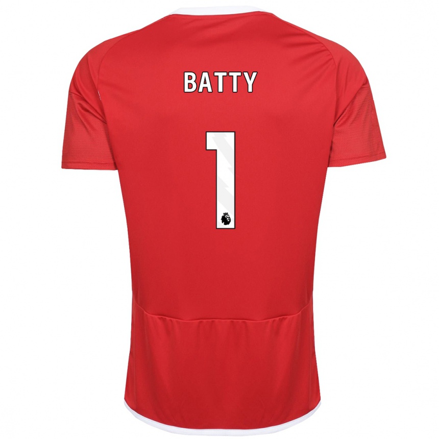 Damen Fußball Emily Batty #1 Rot Heimtrikot Trikot 2023/24 T-Shirt Luxemburg
