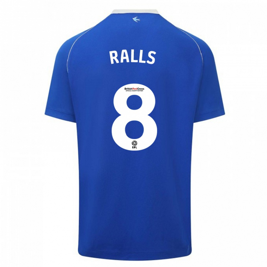 Damen Fußball Joe Ralls #8 Blau Heimtrikot Trikot 2023/24 T-Shirt Luxemburg