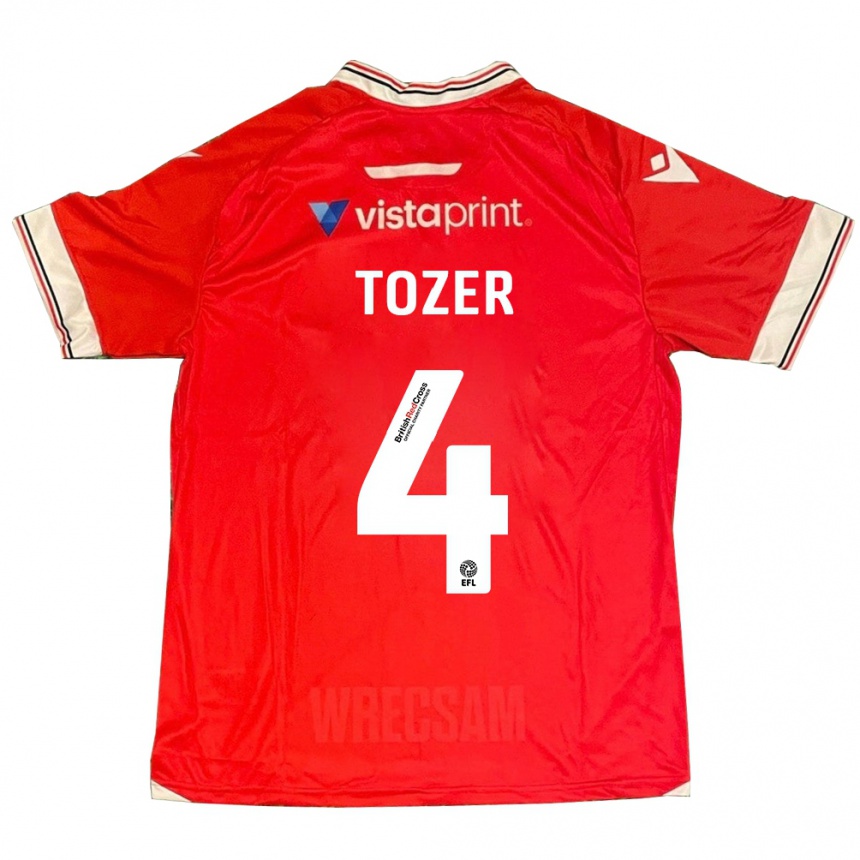 Damen Fußball Ben Tozer #4 Rot Heimtrikot Trikot 2023/24 T-Shirt Luxemburg