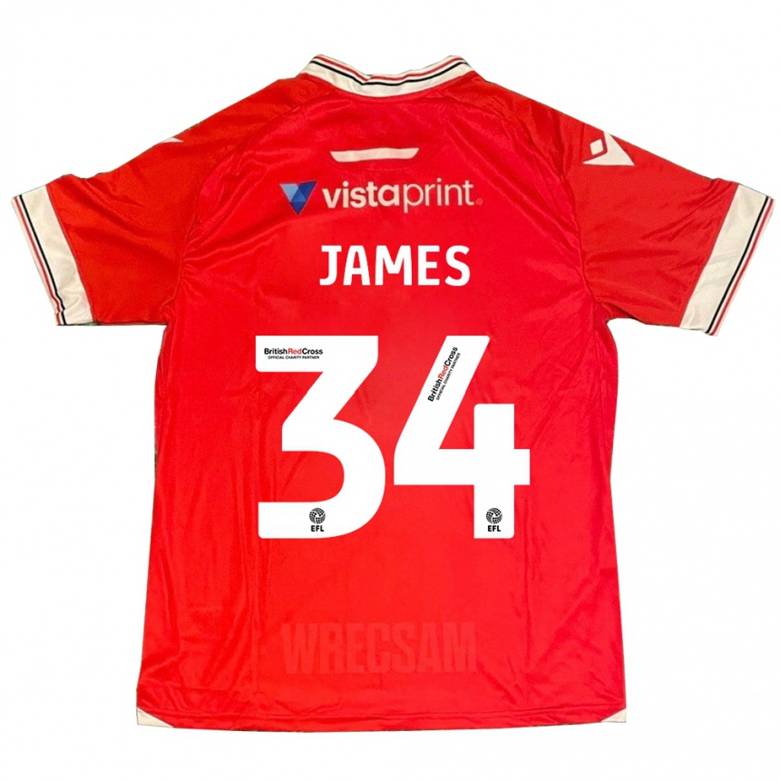Damen Fußball Aaron James #34 Rot Heimtrikot Trikot 2023/24 T-Shirt Luxemburg