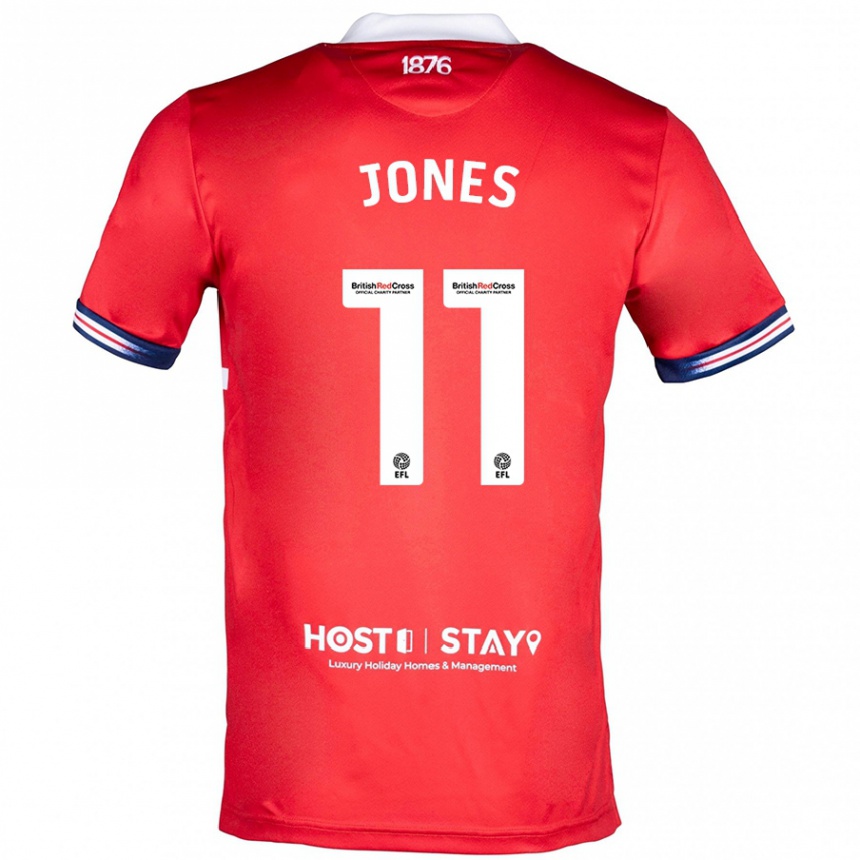 Damen Fußball Isaiah Jones #11 Rot Heimtrikot Trikot 2023/24 T-Shirt Luxemburg