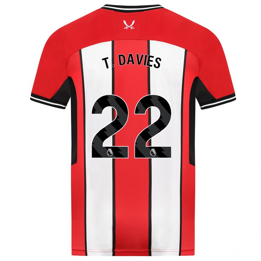 Damen Fußball Tom Davies #22 Rot Heimtrikot Trikot 2023/24 T-Shirt Luxemburg