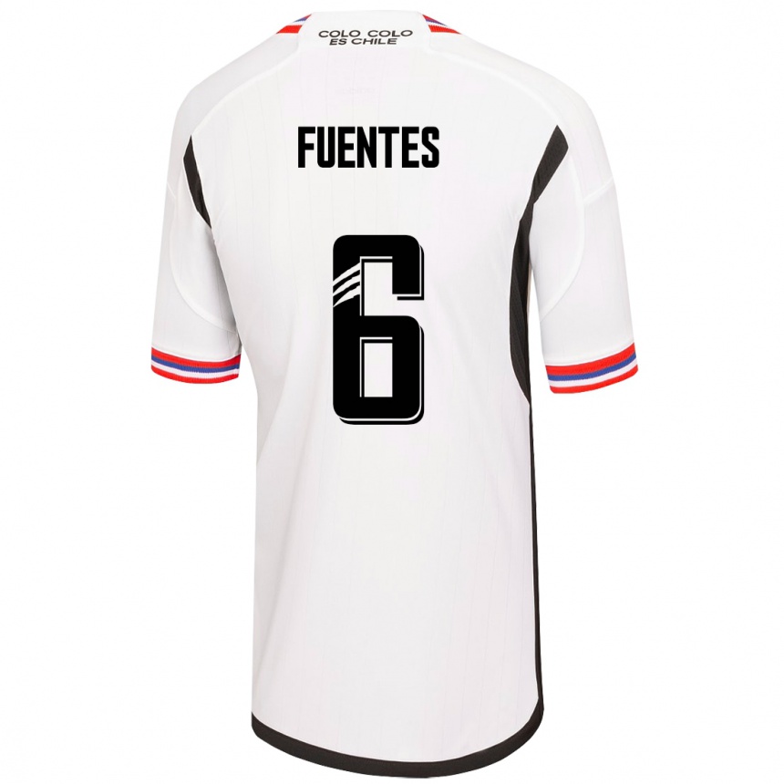 Damen Fußball César Fuentes #6 Weiß Heimtrikot Trikot 2023/24 T-Shirt Luxemburg
