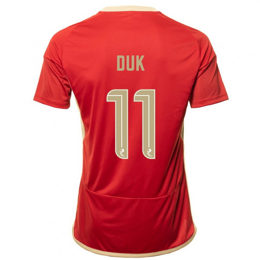 Damen Fußball Duk #11 Rot Heimtrikot Trikot 2023/24 T-Shirt Luxemburg