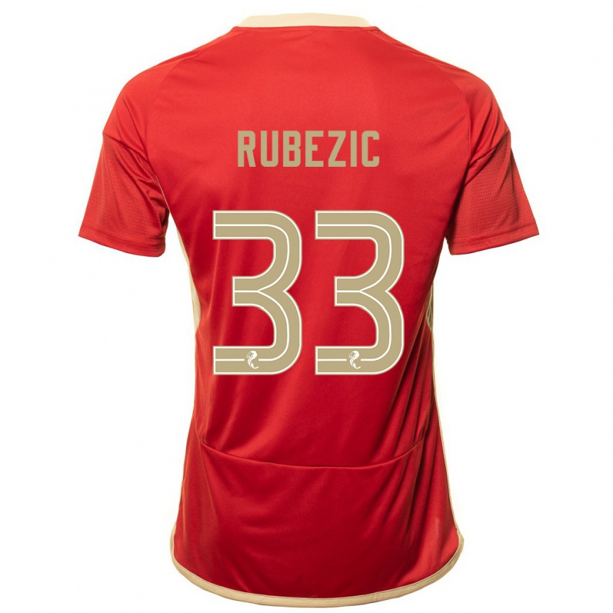 Damen Fußball Slobodan Rubezic #33 Rot Heimtrikot Trikot 2023/24 T-Shirt Luxemburg