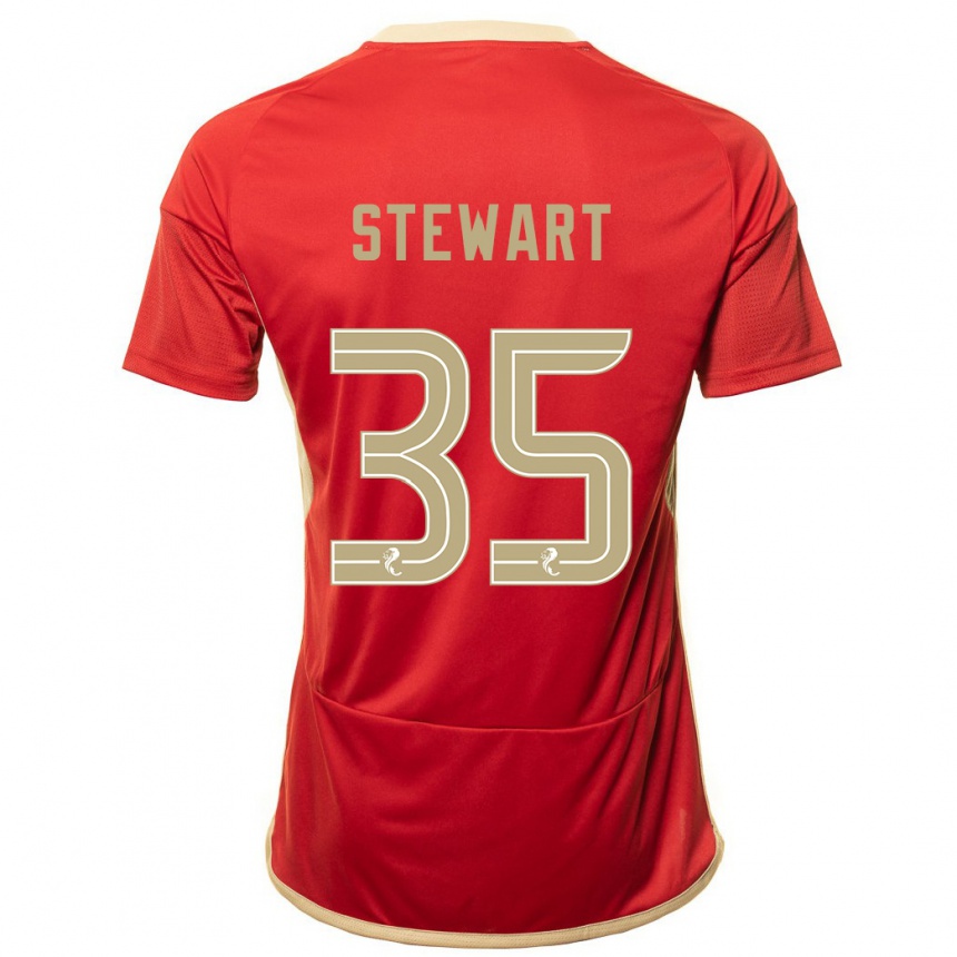 Damen Fußball Alfie Stewart #35 Rot Heimtrikot Trikot 2023/24 T-Shirt Luxemburg