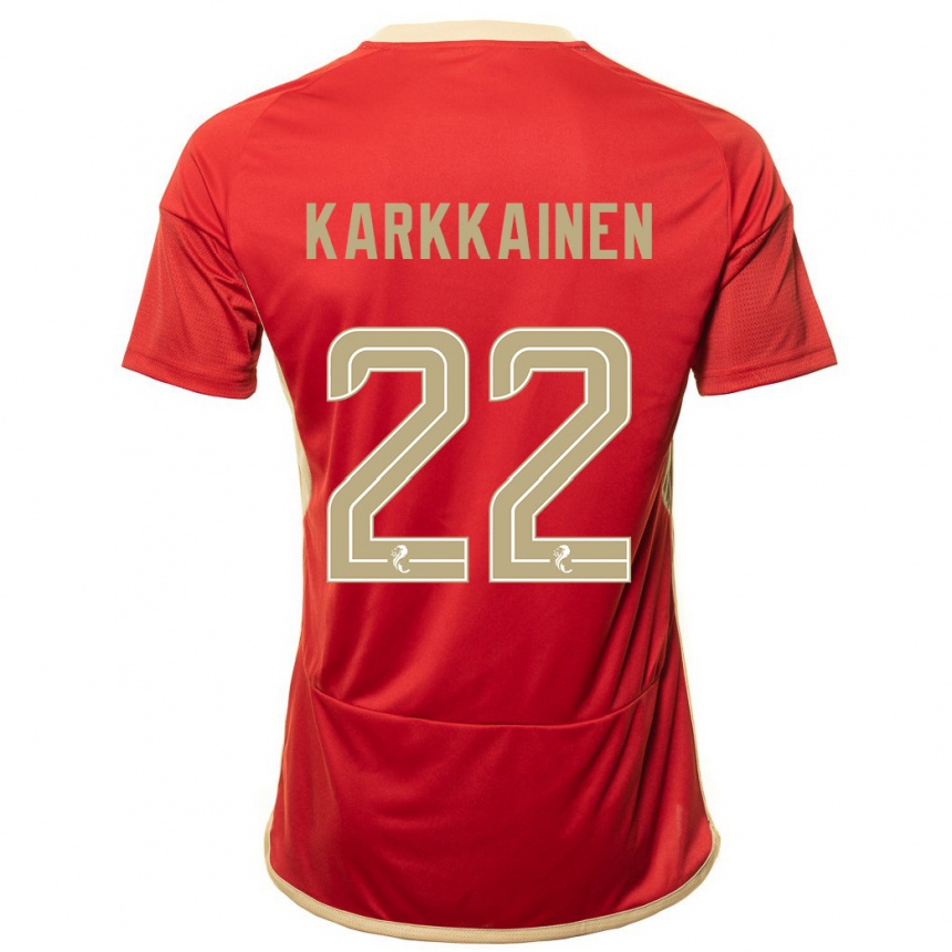 Damen Fußball Elena Kärkkäinen #22 Rot Heimtrikot Trikot 2023/24 T-Shirt Luxemburg