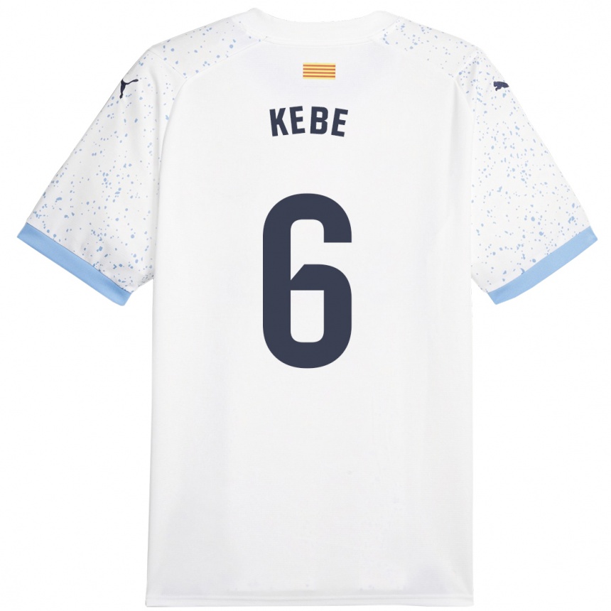 Damen Fußball Ibrahima Kébé #6 Weiß Auswärtstrikot Trikot 2023/24 T-Shirt Luxemburg