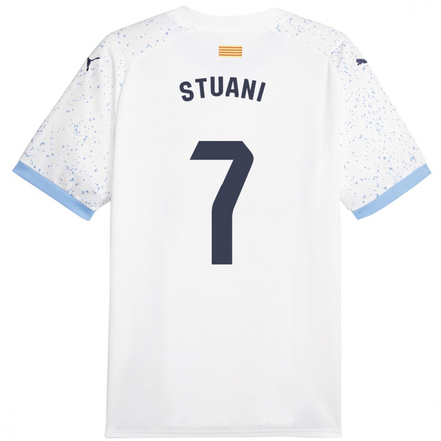 Damen Fußball Cristhian Stuani #7 Weiß Auswärtstrikot Trikot 2023/24 T-Shirt Luxemburg