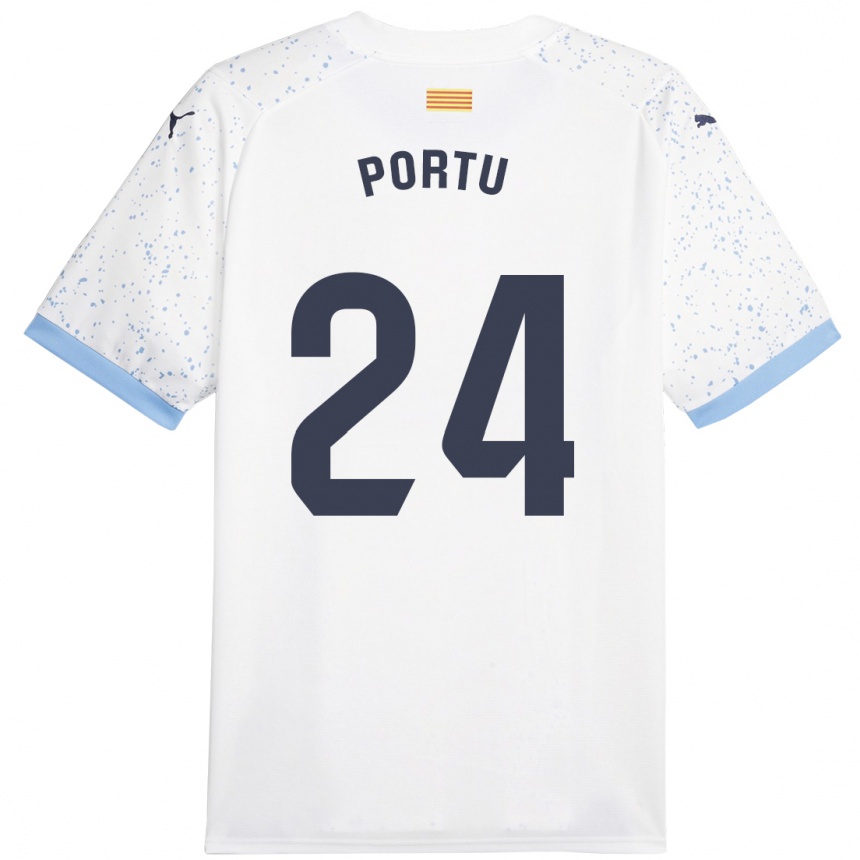 Damen Fußball Portu #24 Weiß Auswärtstrikot Trikot 2023/24 T-Shirt Luxemburg