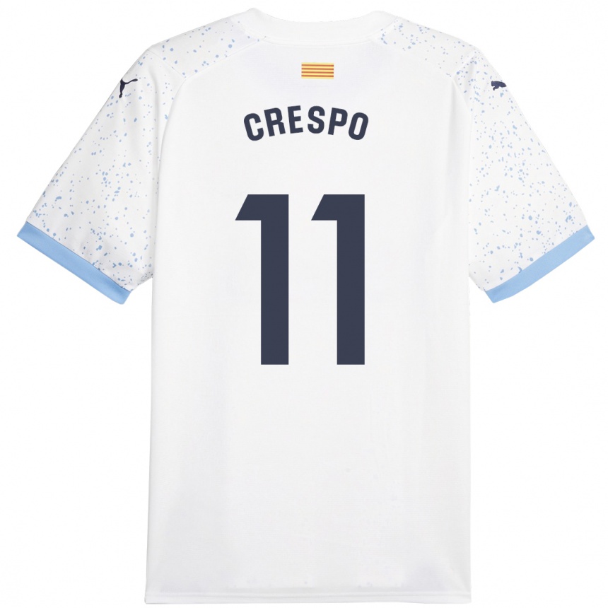 Damen Fußball Lydia Crespo #11 Weiß Auswärtstrikot Trikot 2023/24 T-Shirt Luxemburg