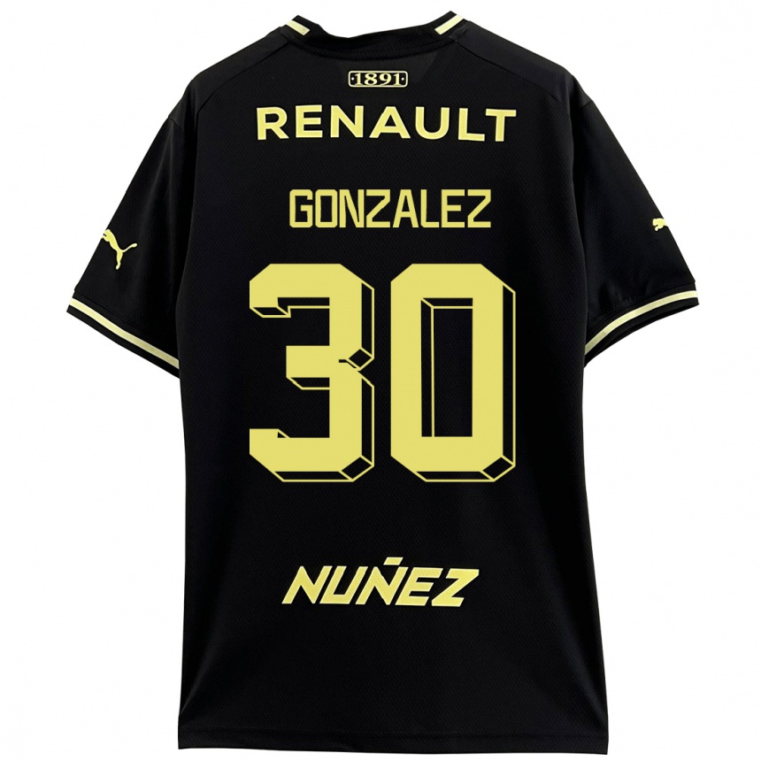 Damen Fußball Ángel González #30 Schwarz Auswärtstrikot Trikot 2023/24 T-Shirt Luxemburg