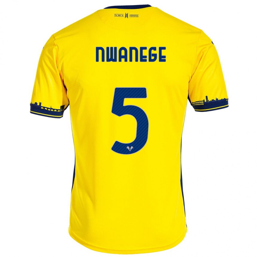 Damen Fußball Karlson Nwanege #5 Gelb Auswärtstrikot Trikot 2023/24 T-Shirt Luxemburg